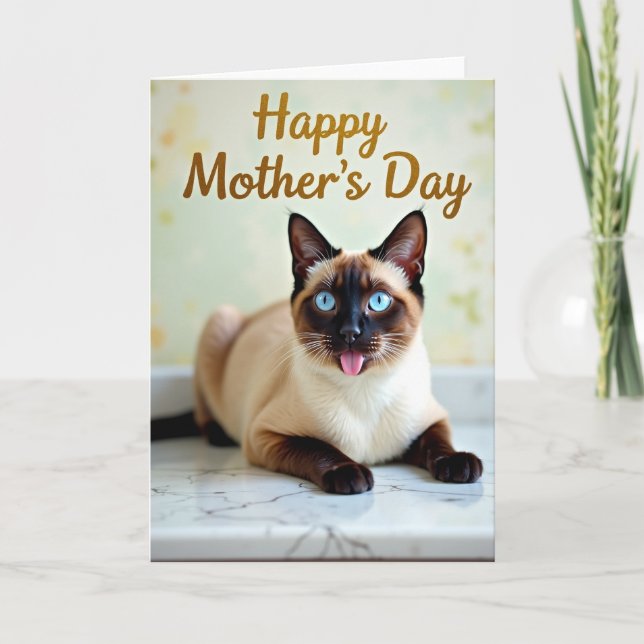 Blue Eyed Cat Mothers Day Card (Front)