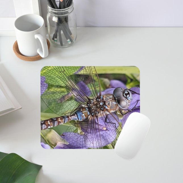 Blue-Eyed Darner Dragonfly on Flower Mouse Pad (In Situ)