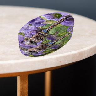 Blue-Eyed Darner Dragonfly on Flower Paperweight