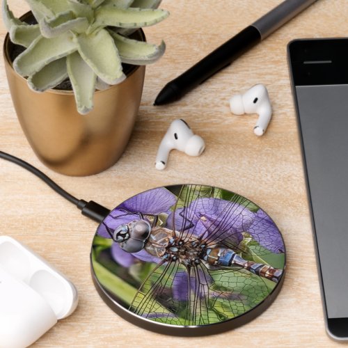Blue_Eyed Darner Dragonfly on Flower Wireless Charger
