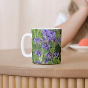 Blue-Eyed Darner Dragonfly on Purple Flowers Mug