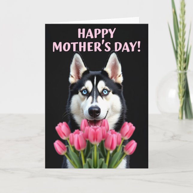 Blue Eyed Dog Moms Day Card (Front)