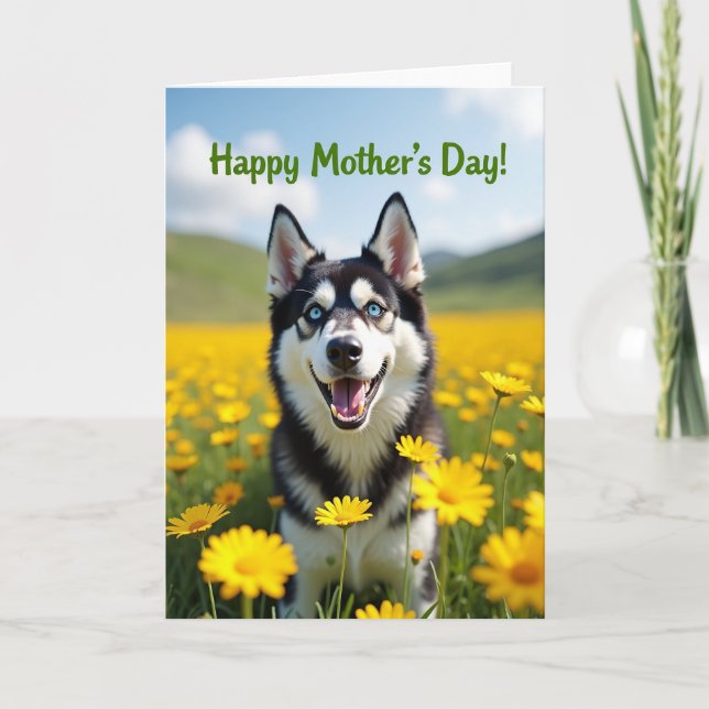 Blue Eyed Dog Mothers Day Card (Front)