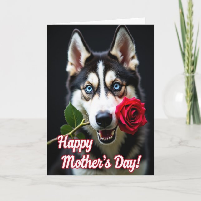 Blue Eyed Dog Rose Mothers Day Card (Front)