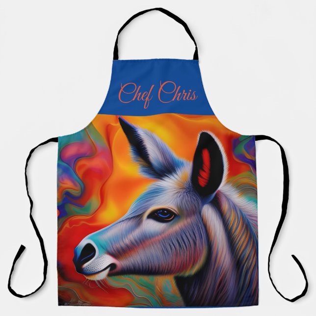 Blue eyed donkey *personalize* apron (Front)