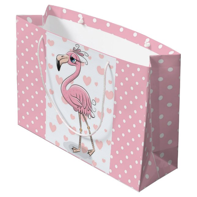 Blue Eyed Flamingo Large Gift Bag (Back Angled)