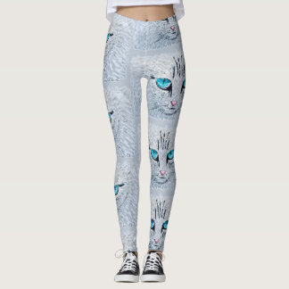 Blue Eyed Fluffy Cat Leggings