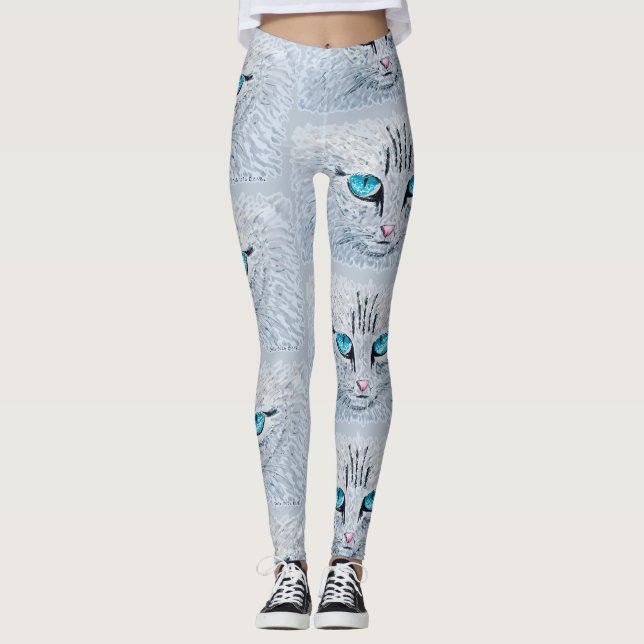 Blue Eyed Fluffy Cat Leggings (Front)