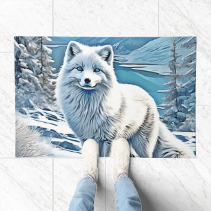 Blue-Eyed Fox Scene Design Doormat
