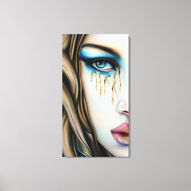 Blue Eyed Goddess with Golden Tears Canvas Print (Front)