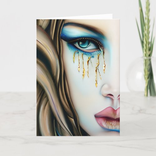 Blue Eyed Goddess with Golden Tears Card