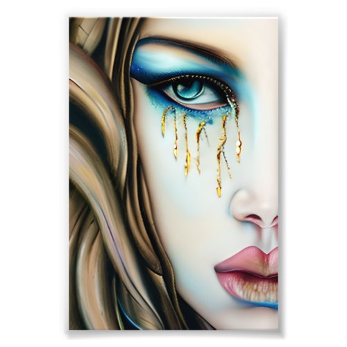 Blue Eyed Goddess with Golden Tears Photo Print
