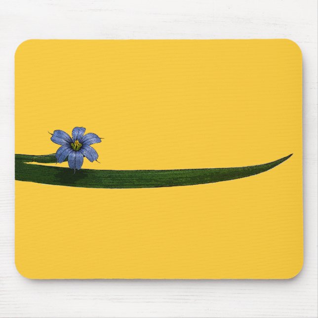 Blue-eyed grass flower and leaf mouse pad (Front)