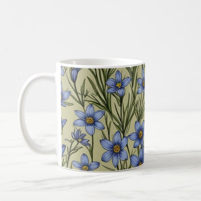Blue-Eyed Grass flower pattern Coffee Mug (Left)