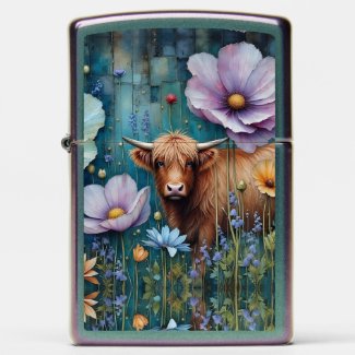 Blue Eyed Highland Heifer Colorful Cosmos 