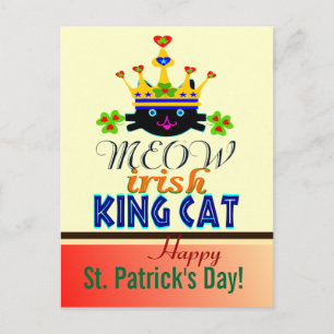 ♫♥Blue-Eyed King-Cat St. Patrick's Day Postcard♥♪ Postcard