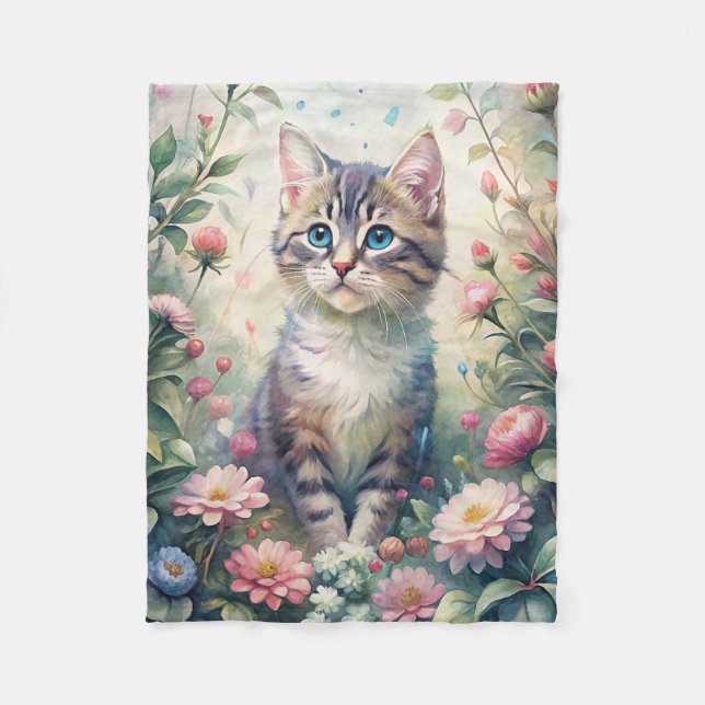 Blue Eyed kitten Fleece Blanket (Front)