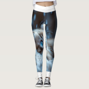 Blue-Eyed Kitten Portrait – Cute Cat Leggings