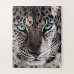 Blue Eyed Leopard Photography Art Jigsaw Puzzle<br><div class="desc">This beautiful blue-eyed leopard photography art jigsaw puzzle is a great housewarming gift for animal lovers.</div>
