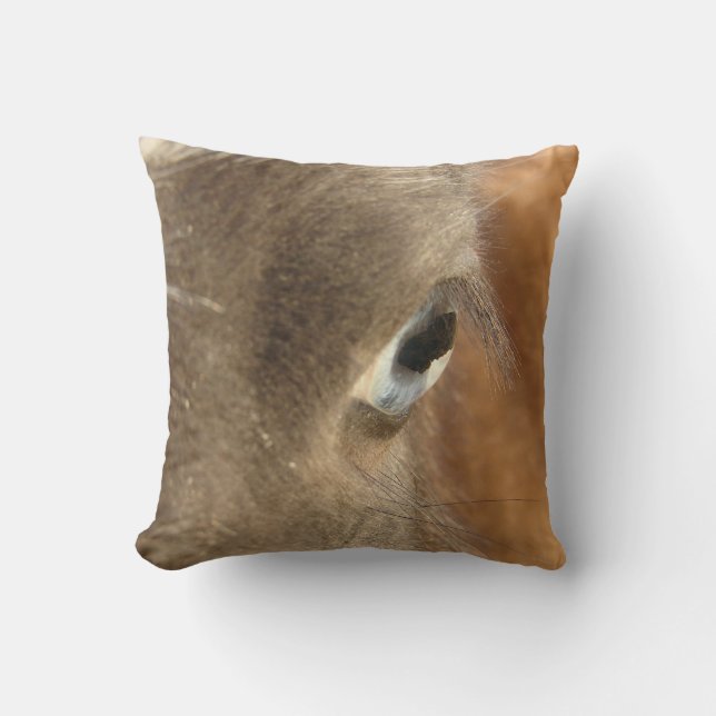 Blue Eyed Mini Filly Throw Pillow (Front)