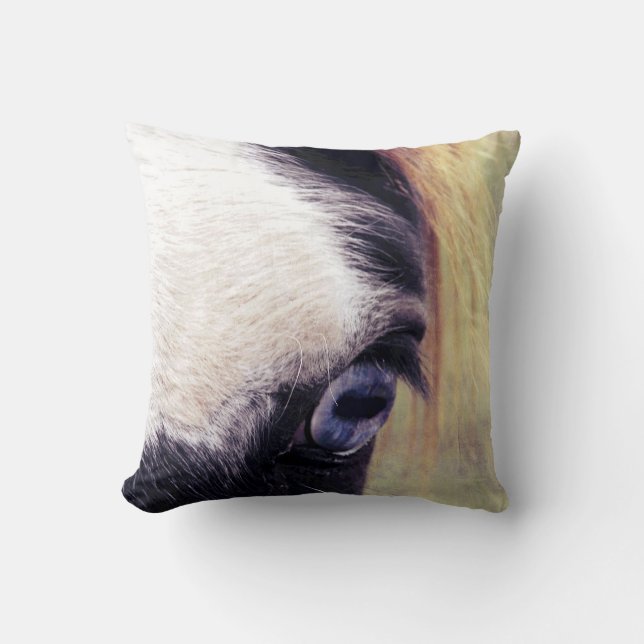 Blue Eyed Paint Throw Pillow (Front)