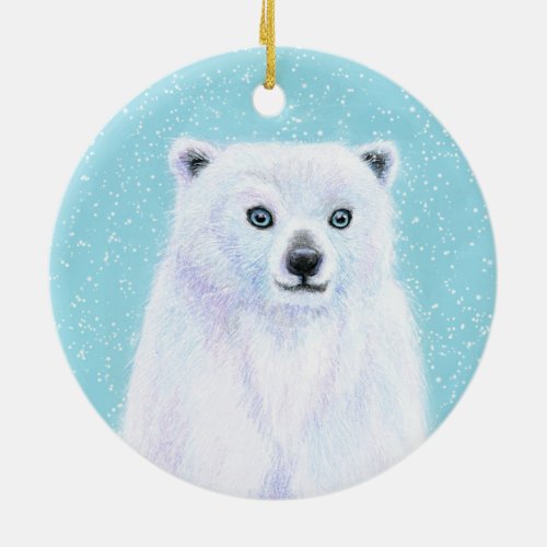 Blue eyed Polar Bear Snow ornament