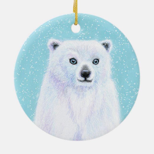 Blue eyed Polar Bear Snow ornament (Back)