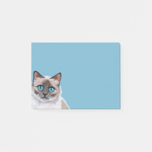 Blue Eyed Ragdoll Cat Portrait Painting Post_it Notes