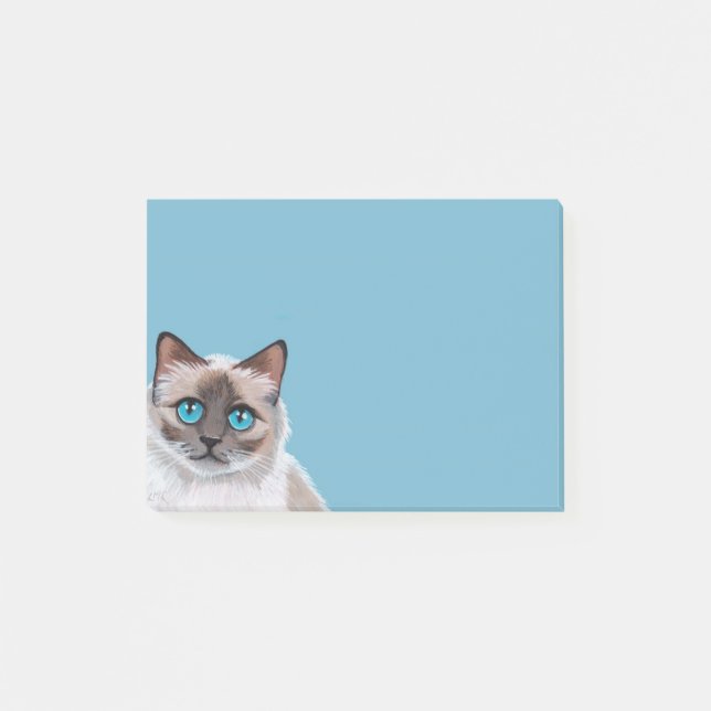 Blue Eyed Ragdoll Cat Portrait Painting Post-it Notes (Front)