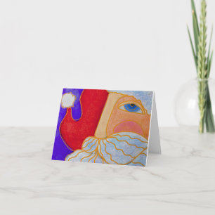 Blue Eyed Santa Claus Abstract Art Card