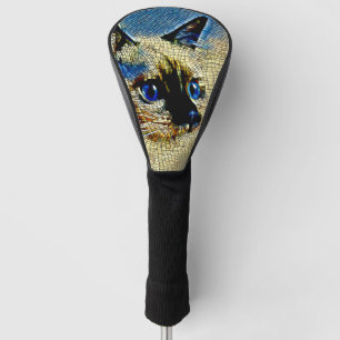 Blue Eyed Siamese Cat Mosaic Tiles Golf Head Cover