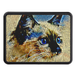 Blue Eyed Siamese Cat Mosaic Tiles Hitch Cover