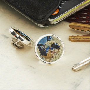 Blue Eyed Siamese Cat Mosaic Tiles Lapel Pin