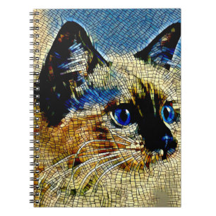 Blue Eyed Siamese Cat Mosaic Tiles Notebook