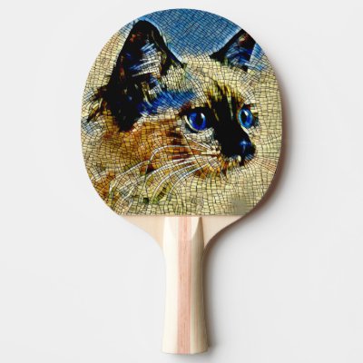 Blue Eyed Siamese Cat Mosaic Tiles Ping Pong Paddle
