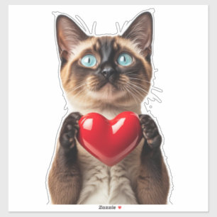 Blue Eyed Siamese Cat With Heart Of Love Cute 🐱 Sticker