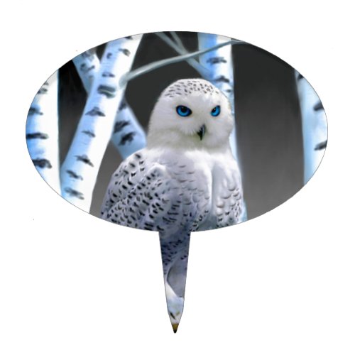 Blue_eyed Snow Owl Cake Topper