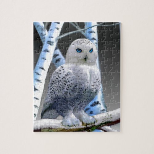 Blue_eyed Snow Owl Jigsaw Puzzle