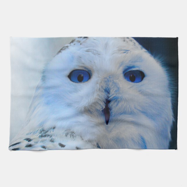 Blue Eyed Snow Owl Towel (Horizontal)