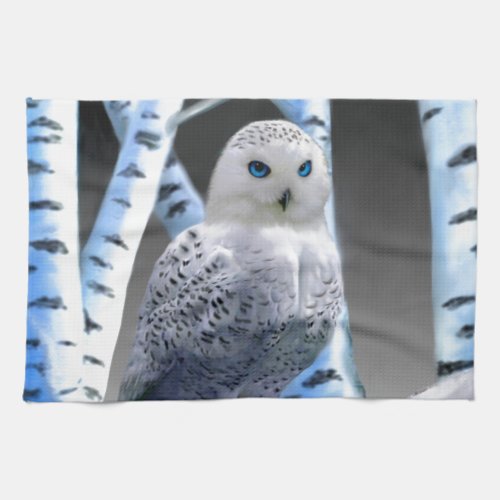 Blue_eyed Snow Owl Towel