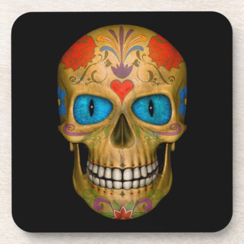 Blue Eyed Sugar Skull Zombie coasters  6