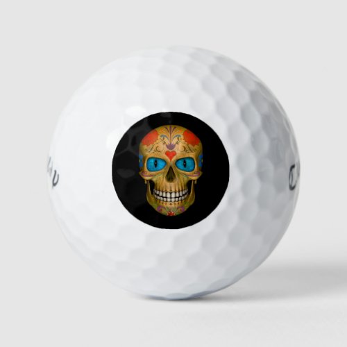 Blue Eyed Sugar Skull Zombie   Golf Balls