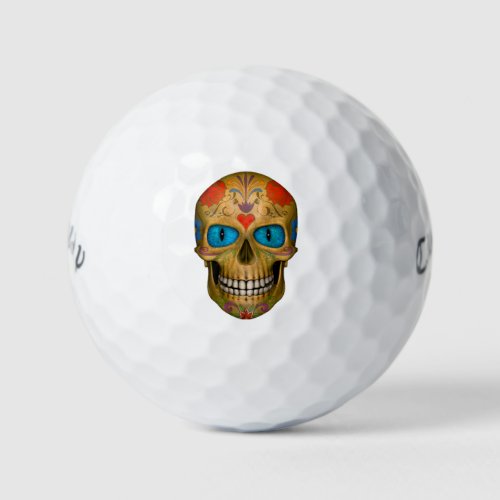 Blue Eyed Sugar Skull Zombie   Golf Balls