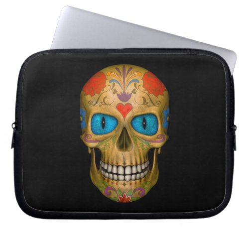 Blue Eyed Sugar Skull Zombie  Laptop Sleeves