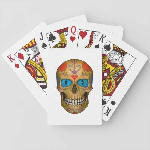 Blue Eyed Sugar Skull Zombie Poker Cards