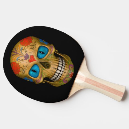 Blue Eyed Sugar Skull Zombie  Pong Paddle