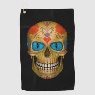 Blue Eyed Sugar Skull Zombie Undead Golf Towels