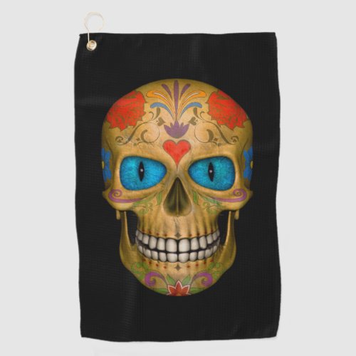 Blue Eyed Sugar Skull Zombie  Undead Golf Towels