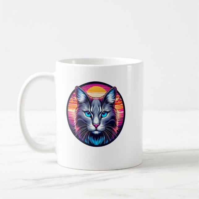 Blue-Eyed Sunrise Cat Coffee Mug (Left)