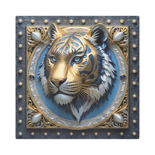 Blue Eyed Tiger Metal Print (Front)
